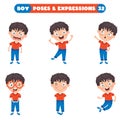 Poses And Expressions Of A Funny Boy Royalty Free Stock Photo