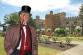 Posh country gent in castle garden Royalty Free Stock Photo