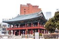 Posin-gak Bosingak in a snowy day in winter, a large bell pavilion on Jongno in Seoul, South Korea