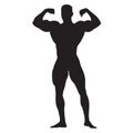 Posing bodybuilder front view, standing man