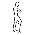 Posing bodybuilder silhouette Bodybuilding concept icon black color illustration outline