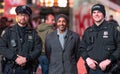 Posing with friendly police officers in New York - travel photography Royalty Free Stock Photo