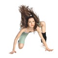 Posing young dancer with hair in motion