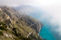 Positano - Aerial panoramic view on the coastal road of the Amalfi Coast in the Provice of Salerno in Campania, Italy Royalty Free Stock Photo