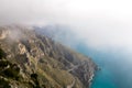 Positano - Aerial panoramic view on the coastal road of the Amalfi Coast in the Provice of Salerno in Campania, Italy Royalty Free Stock Photo