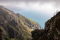 Positano - Aerial panoramic view on the coastal road of the Amalfi Coast in the Provice of Salerno in Campania, Italy Royalty Free Stock Photo