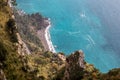 Positano - Aerial panoramic view on the coastal road of the Amalfi Coast in the Provice of Salerno in Campania, Italy Royalty Free Stock Photo