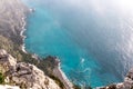 Positano - Aerial panoramic view on the coastal road of the Amalfi Coast in the Provice of Salerno in Campania, Italy Royalty Free Stock Photo