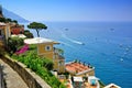 Positano along the Amalfi Coast of Italy, luxurious villas overlooking the Mediterranean Sea Royalty Free Stock Photo