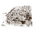 Positano, Amalfi Coast, Campania, Sorrento, Italy. Beautiful hand drawn vector sketch illustration