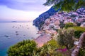 Positano, Amalfi Coast, Italy. Scenic view of town and beach Royalty Free Stock Photo