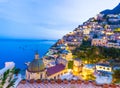 Positano, Amalfi Coast, Italy. Scenic view at dusk Royalty Free Stock Photo