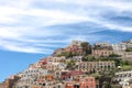 Positano Amalfi Coast Naples Italy - Abstract view of houses and windy clouds Royalty Free Stock Photo