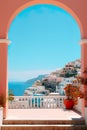 Positano on a bright day through this minimal composition, space for text