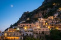 Positano Houses in the Evening Illuminated Royalty Free Stock Photo
