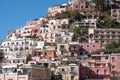 Colourful houses hugging the mountain side in the delightful town of Positano on the Amalfi Coast in Southern Italy. Royalty Free Stock Photo
