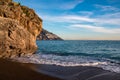 Positano - Scenic view at the Fornillo Beach in the coastal town Positano at Amalfi Coast, Italy. Praiano in distance Royalty Free Stock Photo