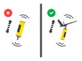 Position of the balloon during shaking. Right and wrong use of mounting tool. Vector