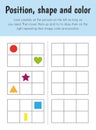 Position, shape and color Educational Sheet. Primary module for Memory. 5-6 years old