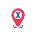 Position X map pointer flat icon