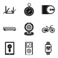 Positioning icons set, simple style Royalty Free Stock Photo