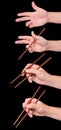 Positions of chopstick sushi black