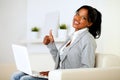 Positive afro-american young woman looking to you Royalty Free Stock Photo