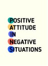 Positive attitude in negative situation motivational poster quote, gratitude behavior banner for wall Royalty Free Stock Photo