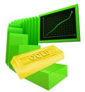 Positive business graph of golden goods vector Royalty Free Stock Photo