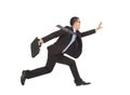 Positive businessman running to catch goal Royalty Free Stock Photo