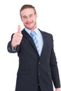 Positive businessman smiling with thumb up Royalty Free Stock Photo