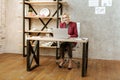 Positive busy light-haired woman working with laptop