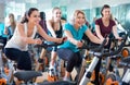 Elderly and young women working out hard in sport club Royalty Free Stock Photo