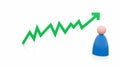 Positive chart line with person