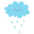Positive cloud vector illustration in flat style. Sticker cloud with rain. Cloud icon isolated on white background Royalty Free Stock Photo