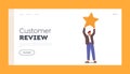 Positive Customer Review Landing Page Template. Quality Ranking, Excellent User Rating, Score Status Concept