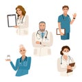 Positive doctors and nurses recruitment. Healthcare. Vector illustration