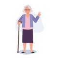 Positive Elderly Lifestyle concept. Happy Senior Woman Showing Peace Sign, Confident Smiling Elderly Lady Royalty Free Stock Photo