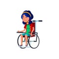 positive emotion girl invalid in wheelchair cartoon vector