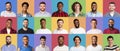 Collage set of smiling diverse multicultural men Royalty Free Stock Photo