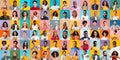 Positive Emotions. Set Of Diverse Happy Multiethnic People Portraits Over Bright Backgrounds Royalty Free Stock Photo