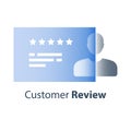 Positive feedback, customer online review, user experience, loyalty program, thumb up, opinion rate, quality survey Royalty Free Stock Photo