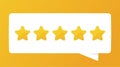 Five star quality rating vector illustration isolated on yellow background Royalty Free Stock Photo