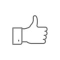 Positive feedback, thumbs up, like line icon.