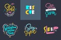 Positive inspiration lettering quotes set. Colorful vector illustration. Isolated on black background Royalty Free Stock Photo