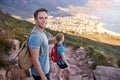 Positive male student on a nature trail hike Royalty Free Stock Photo