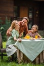 Positive man hugging wife and daughter Royalty Free Stock Photo