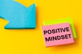 positive mindset, Written on colorful cards, beautiful yellow background, Concept, open mind, New experiences, concept of