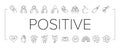 positive mood happy smile icons set vector