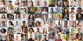 Positive multicultural people enjoying life, smiling at camera, creative collage Royalty Free Stock Photo